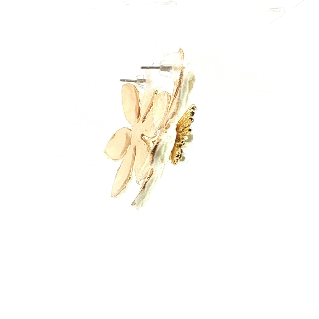 Woven Floral Stud Earrings with Pearl Centers