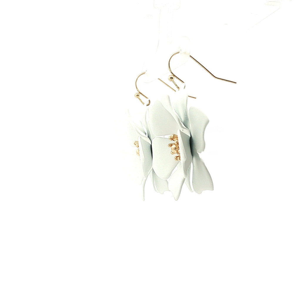 White Floral Drop Earrings
