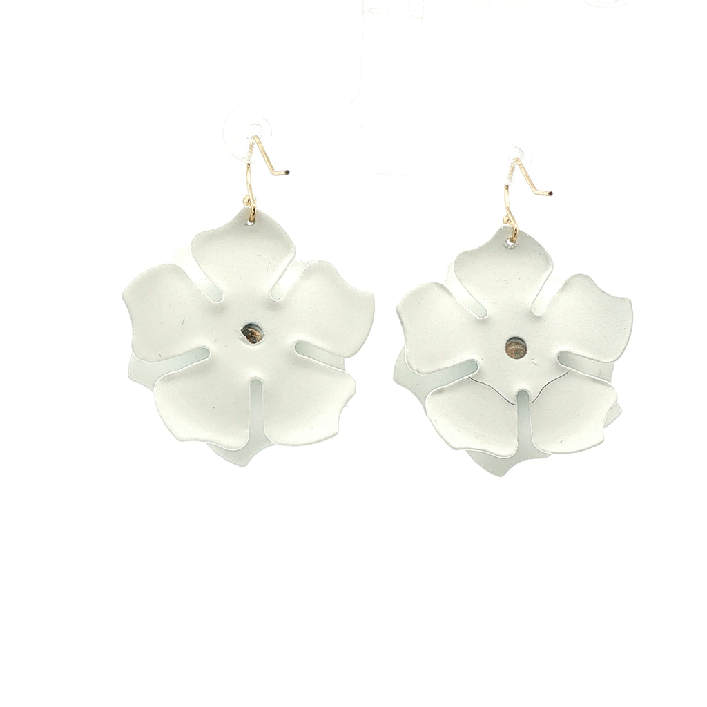 White Floral Drop Earrings