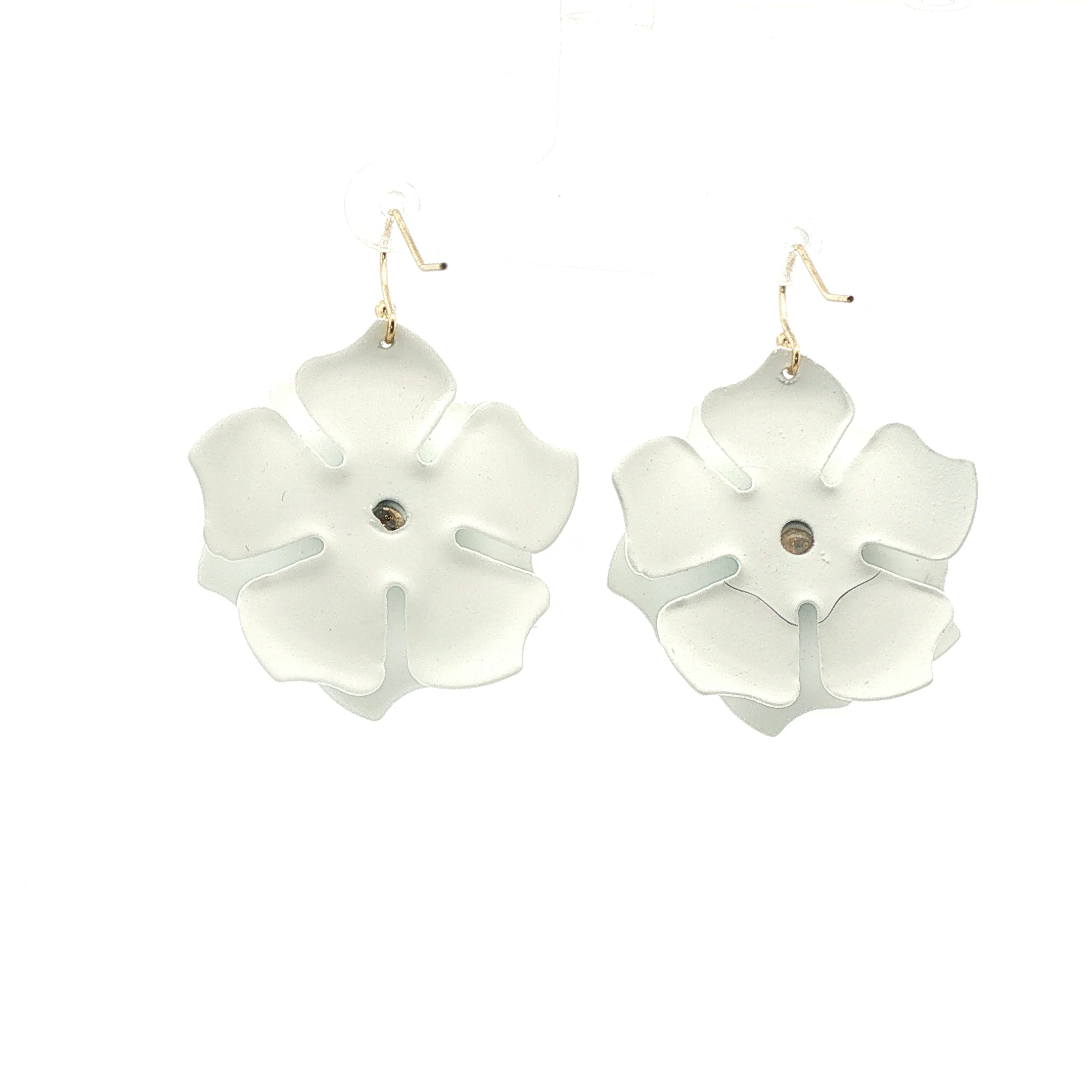 White Floral Drop Earrings
