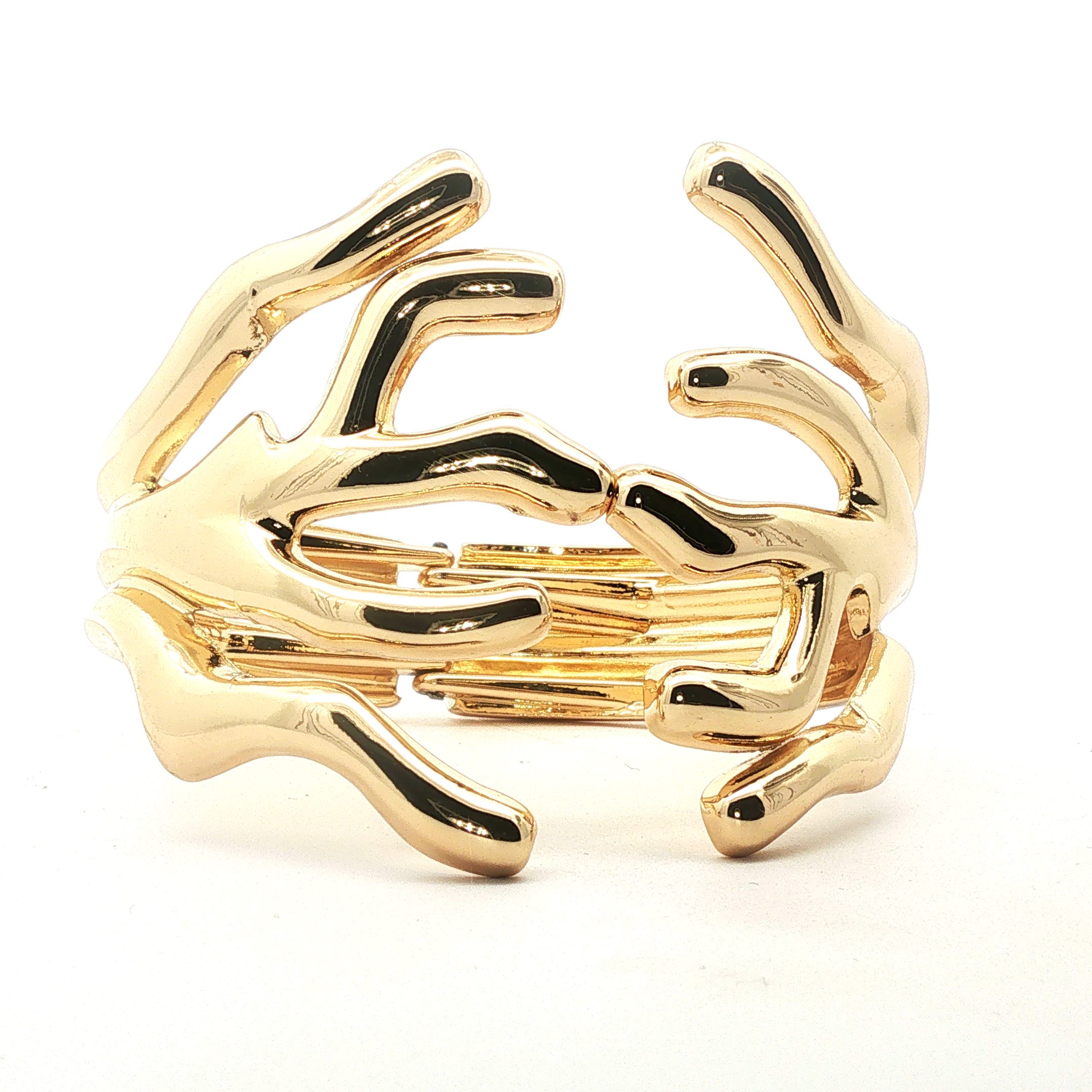 Sculptural Coral Branch Design Yellow Gold Bangle