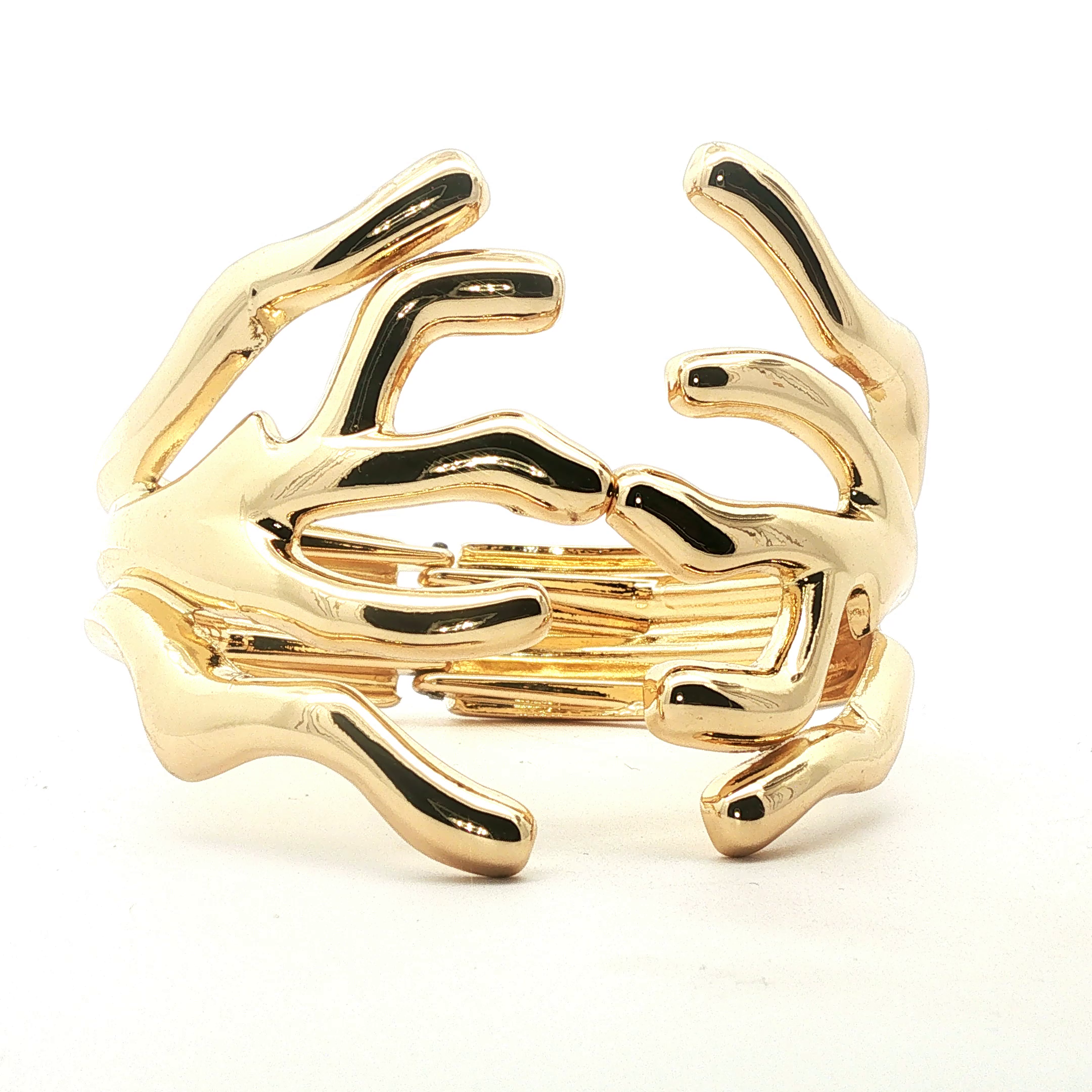 Sculptural Coral Branch Design Yellow Gold Bangle