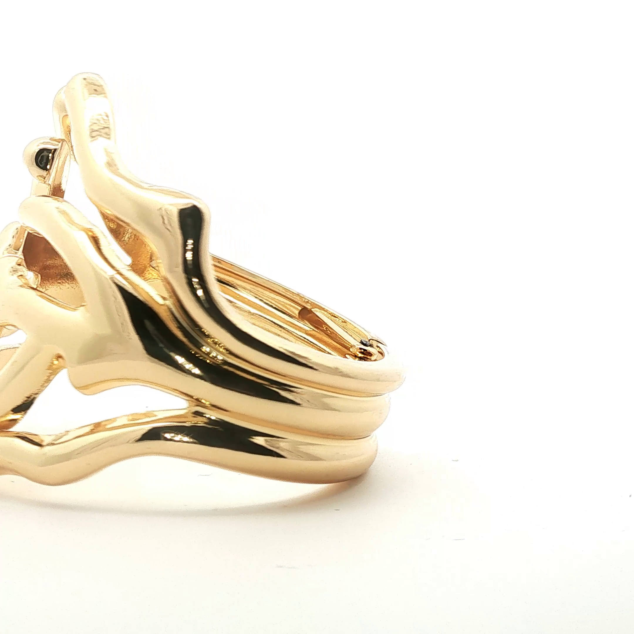 Sculptural Coral Branch Design Yellow Gold Bangle