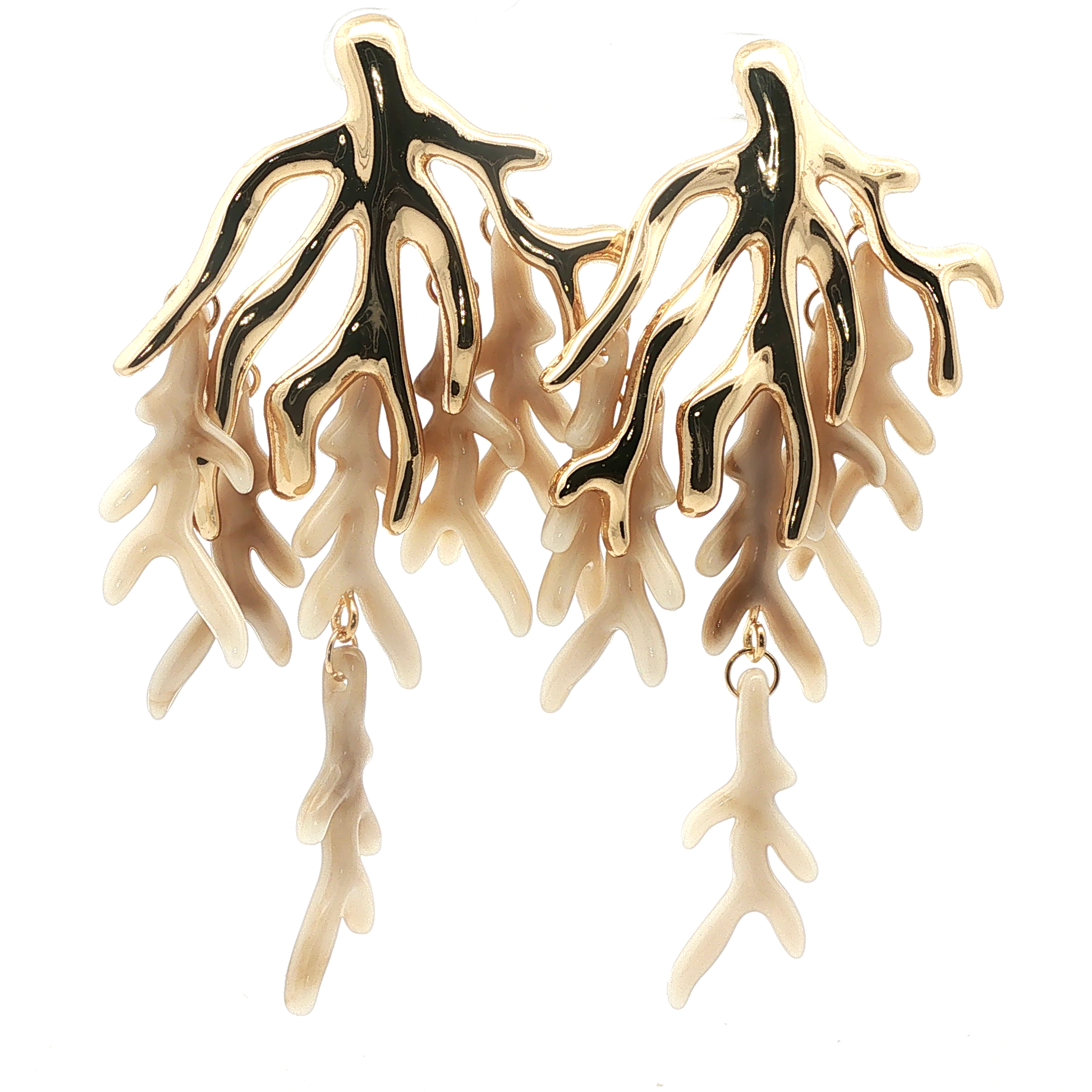 Yellow Gold Branching Coral Dangle Earrings