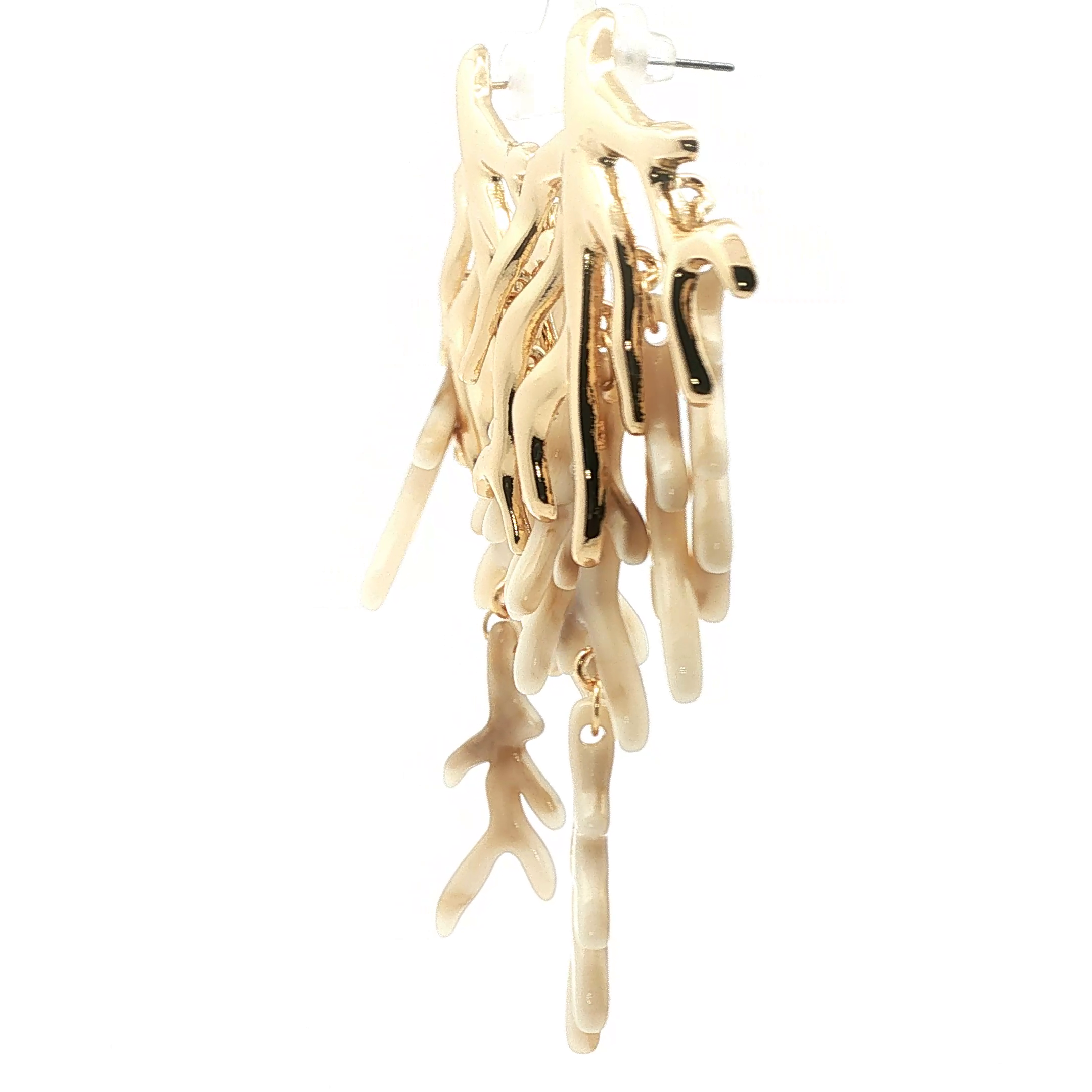 Yellow Gold Branching Coral Dangle Earrings