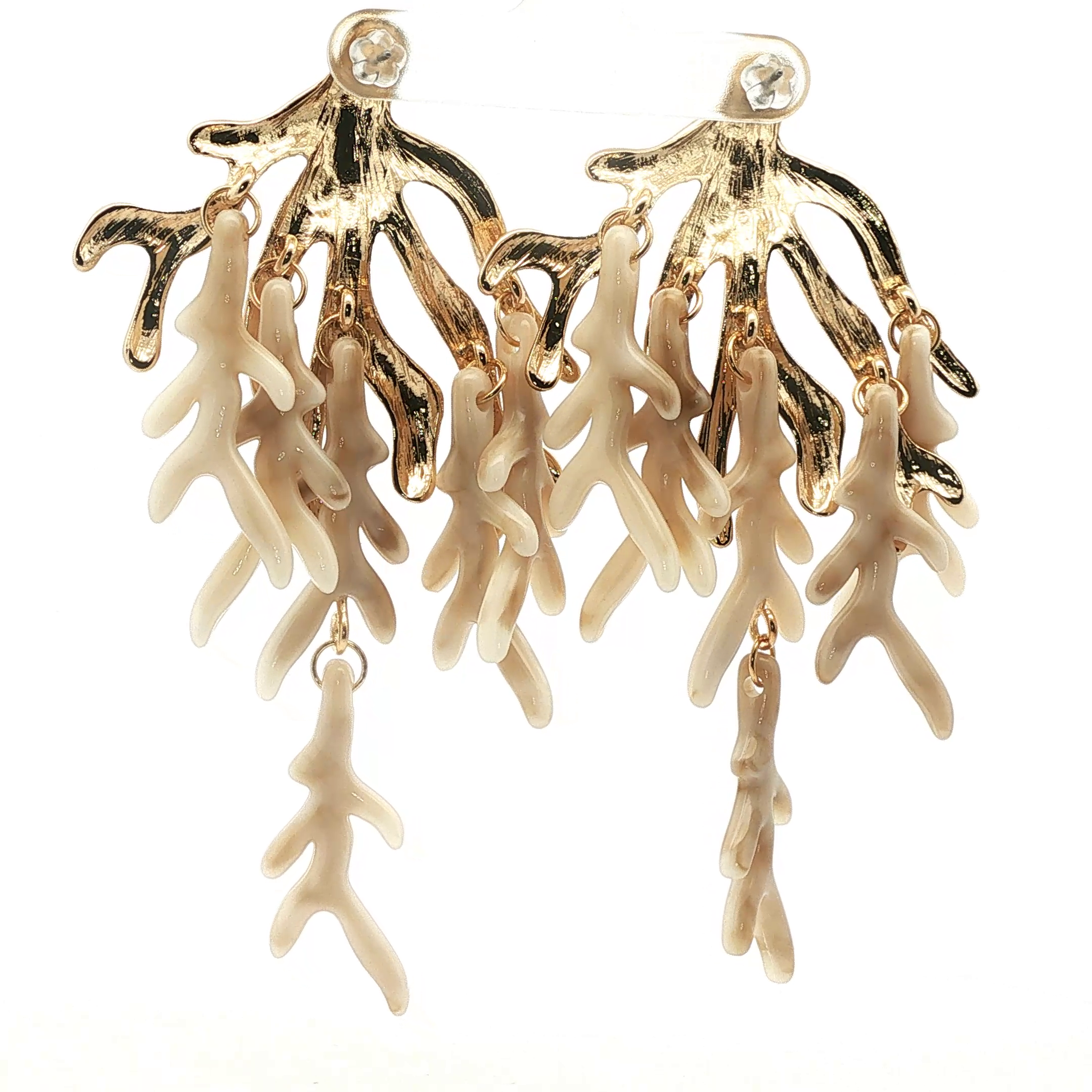 Yellow Gold Branching Coral Dangle Earrings