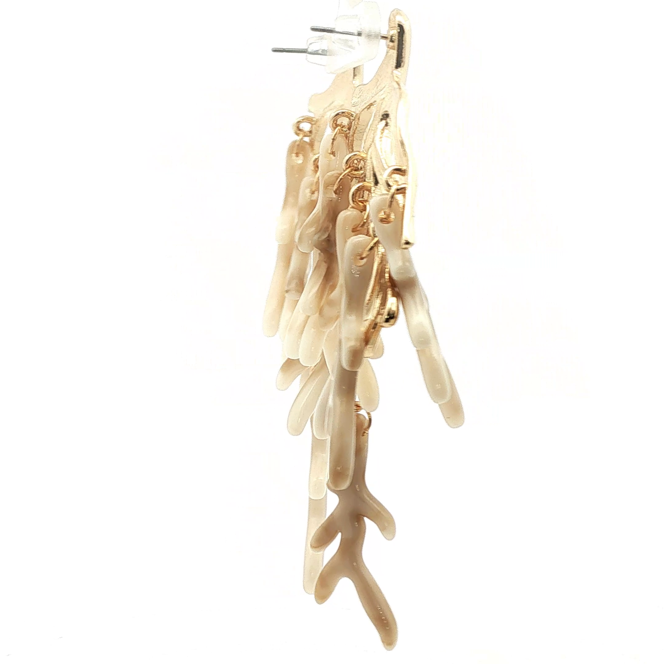 Yellow Gold Branching Coral Dangle Earrings