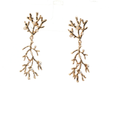 Yellow Gold Coral Branch Pearl Drop Earrings