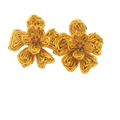 Yellow Woven Floral Statement Stud Earrings