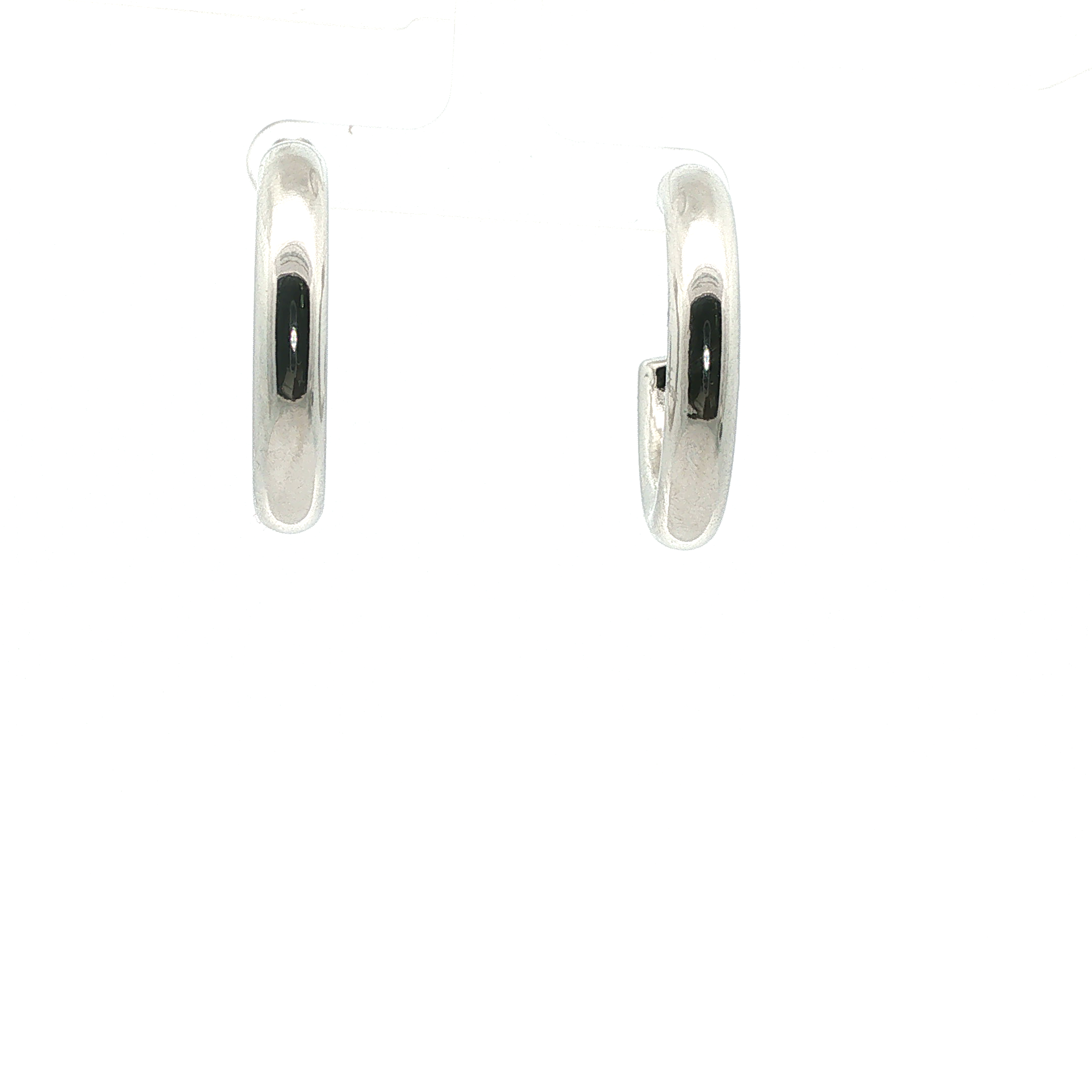 Classic Polished Tubular Hoop Earrings in White Gold