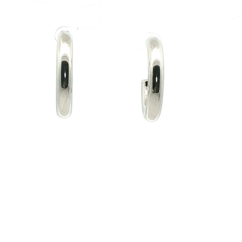 Classic Polished Tubular Hoop Earrings in White Gold