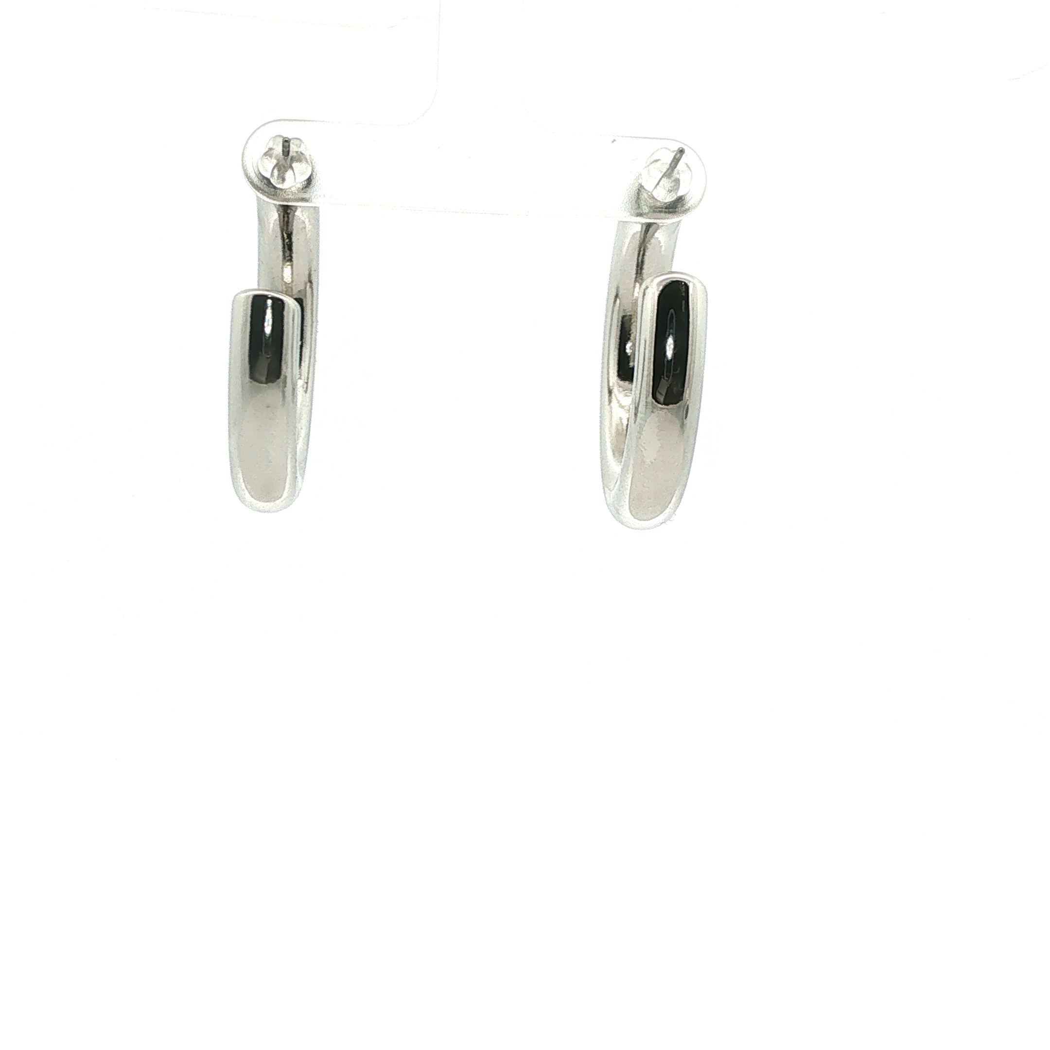 Classic Polished Tubular Hoop Earrings in White Gold