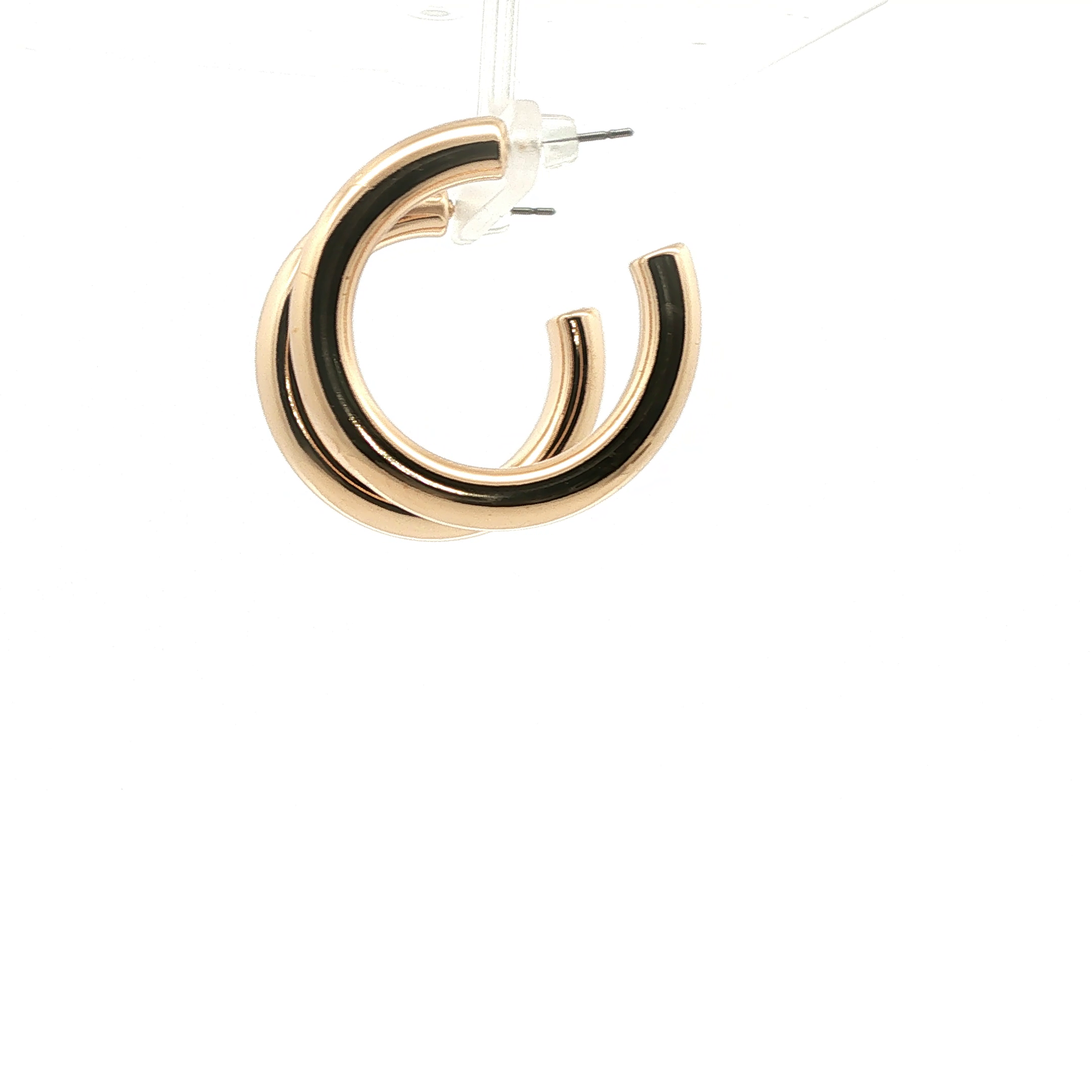 Polished Yellow Gold Tubular Hoop Earrings