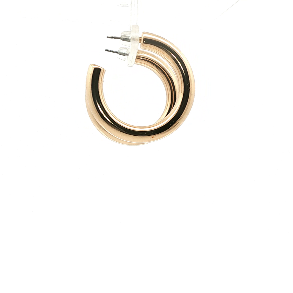 Polished Yellow Gold Tubular Hoop Earrings