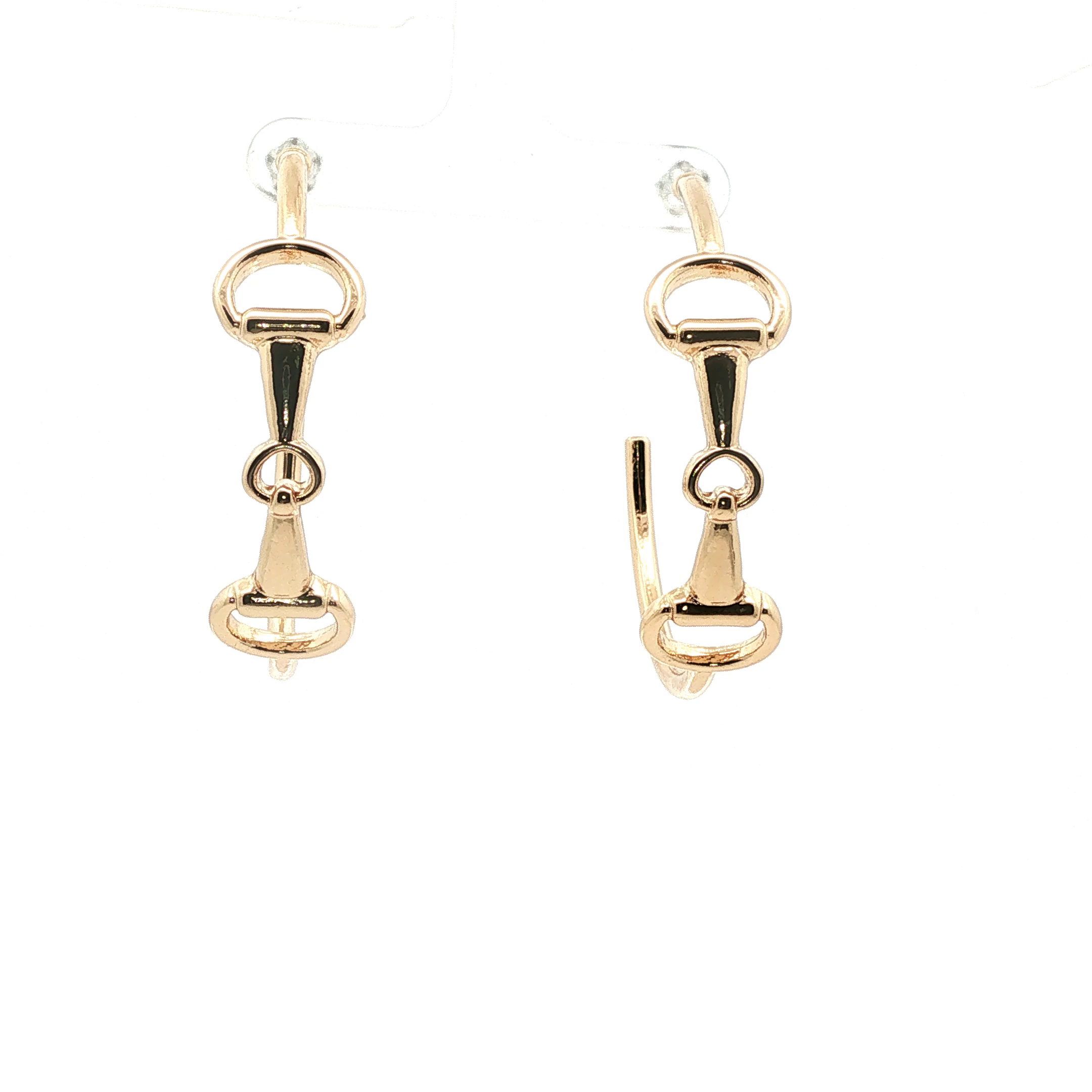 Yellow Gold Horsebit Hoop Earrings