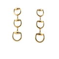 Yellow Gold Triple Horsebit Drop Earrings
