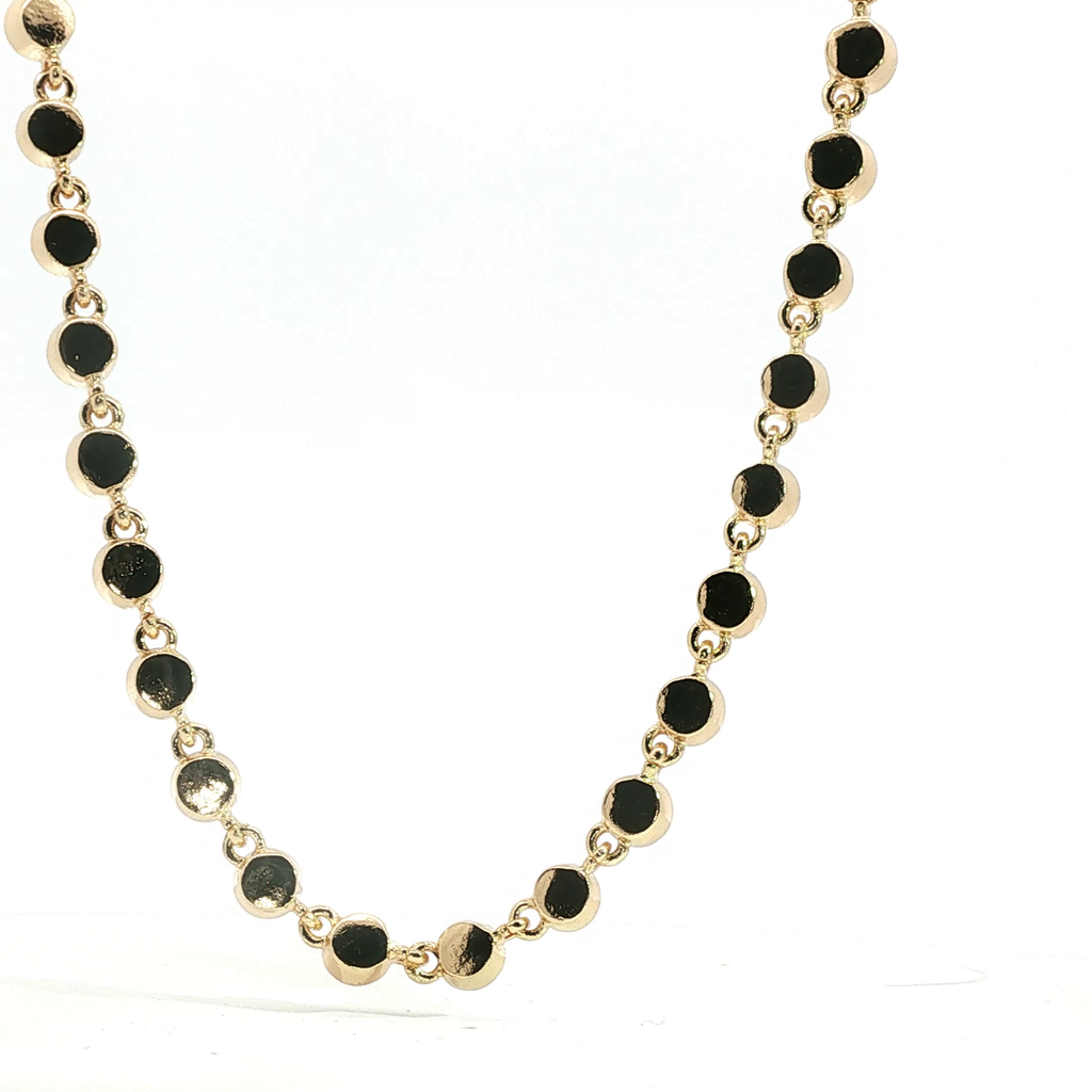 Multi-Color Crystal Bezel Chain Necklace in Yellow Gold