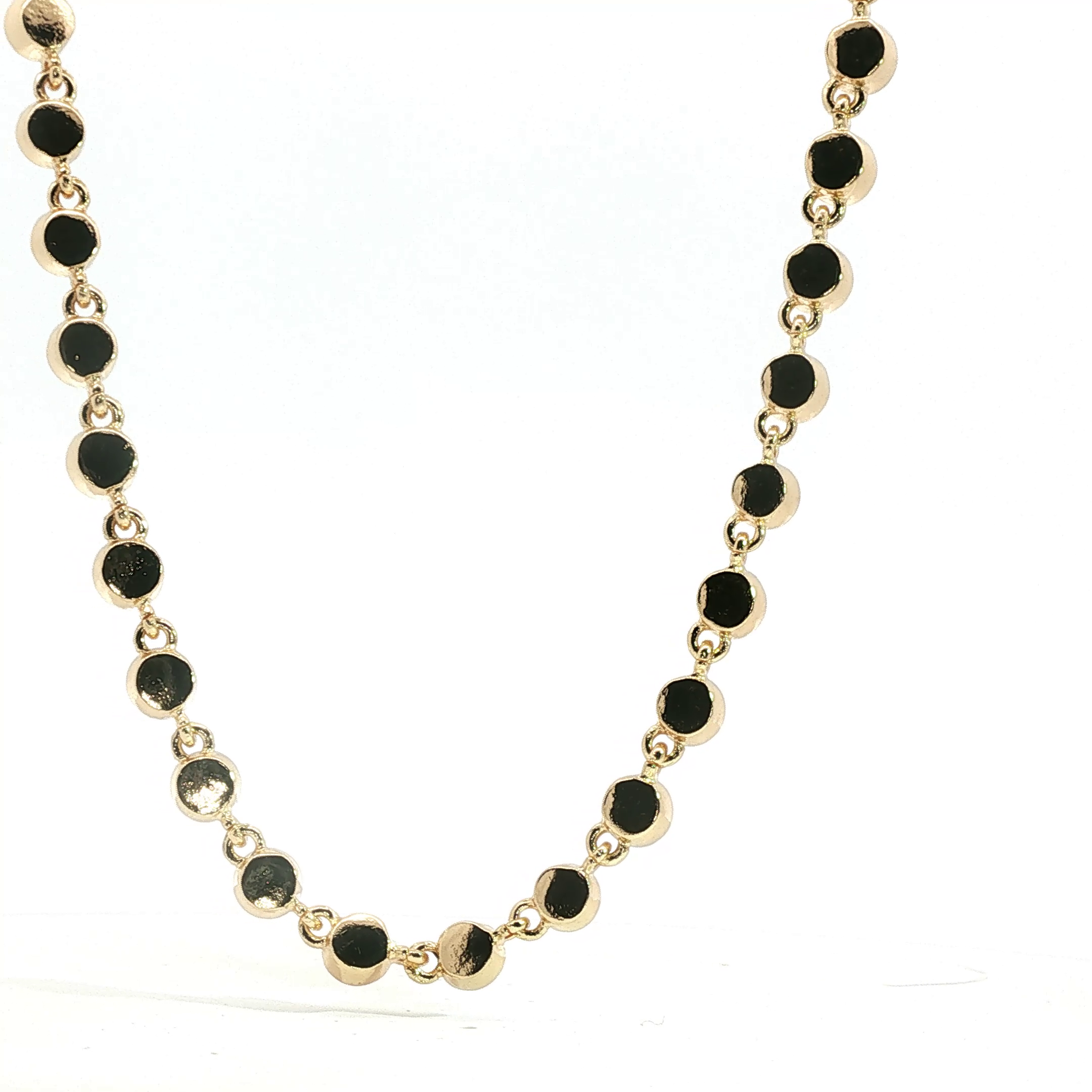 Multi-Color Crystal Bezel Chain Necklace in Yellow Gold