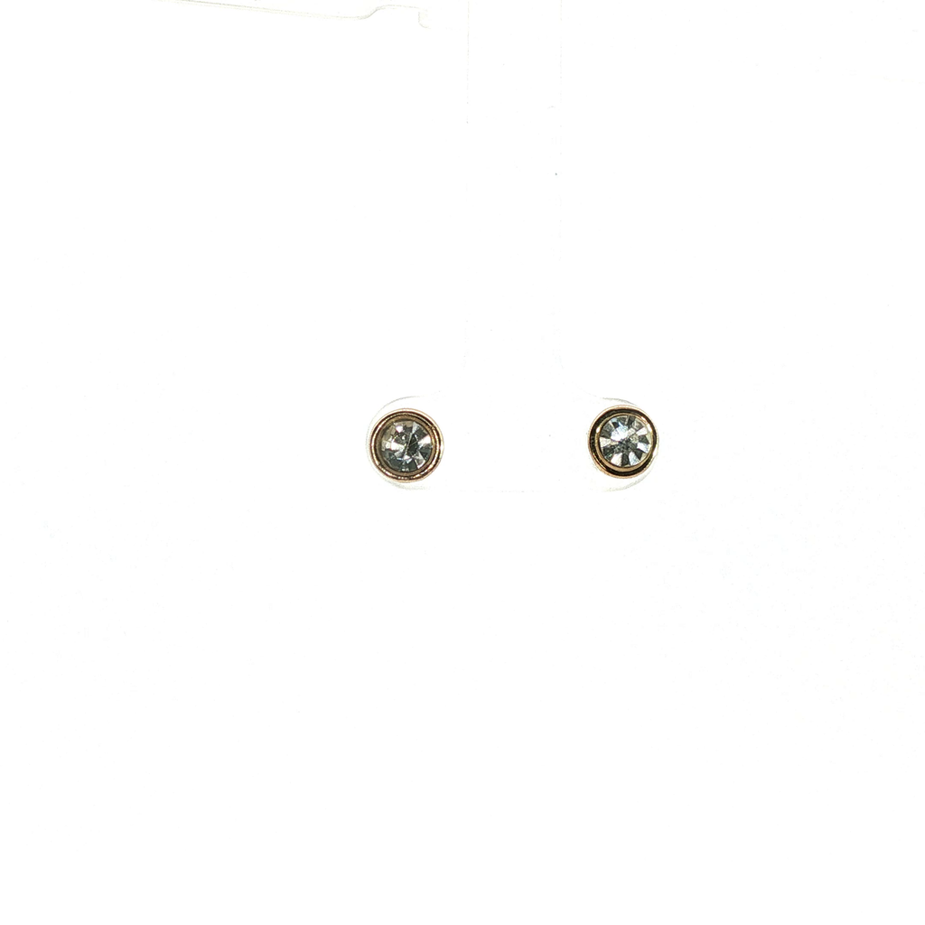 Rose Gold Bezel-Set Crystal Stud Earrings