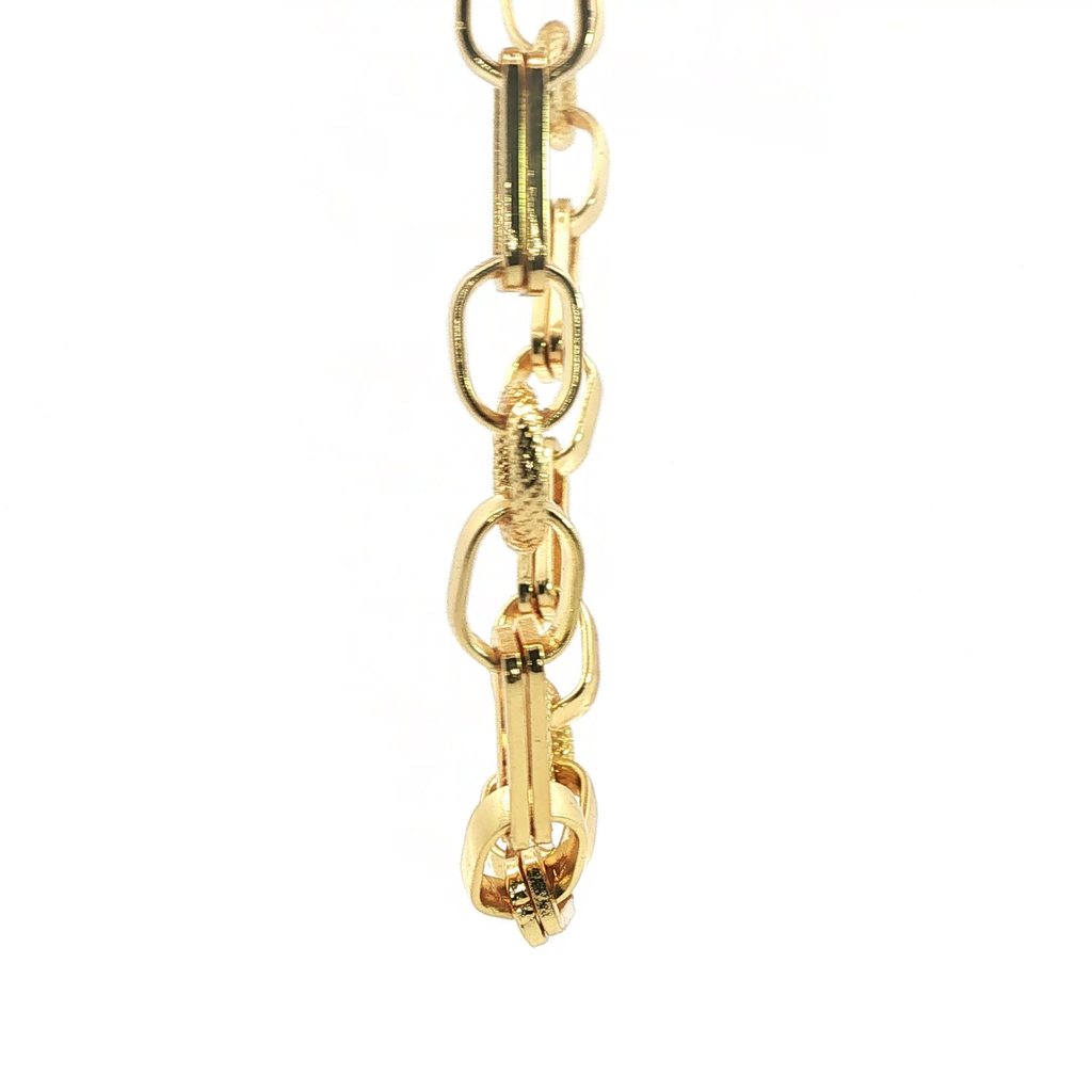 Textured and Smooth Alternating Link Yellow Gold Chain Necklace