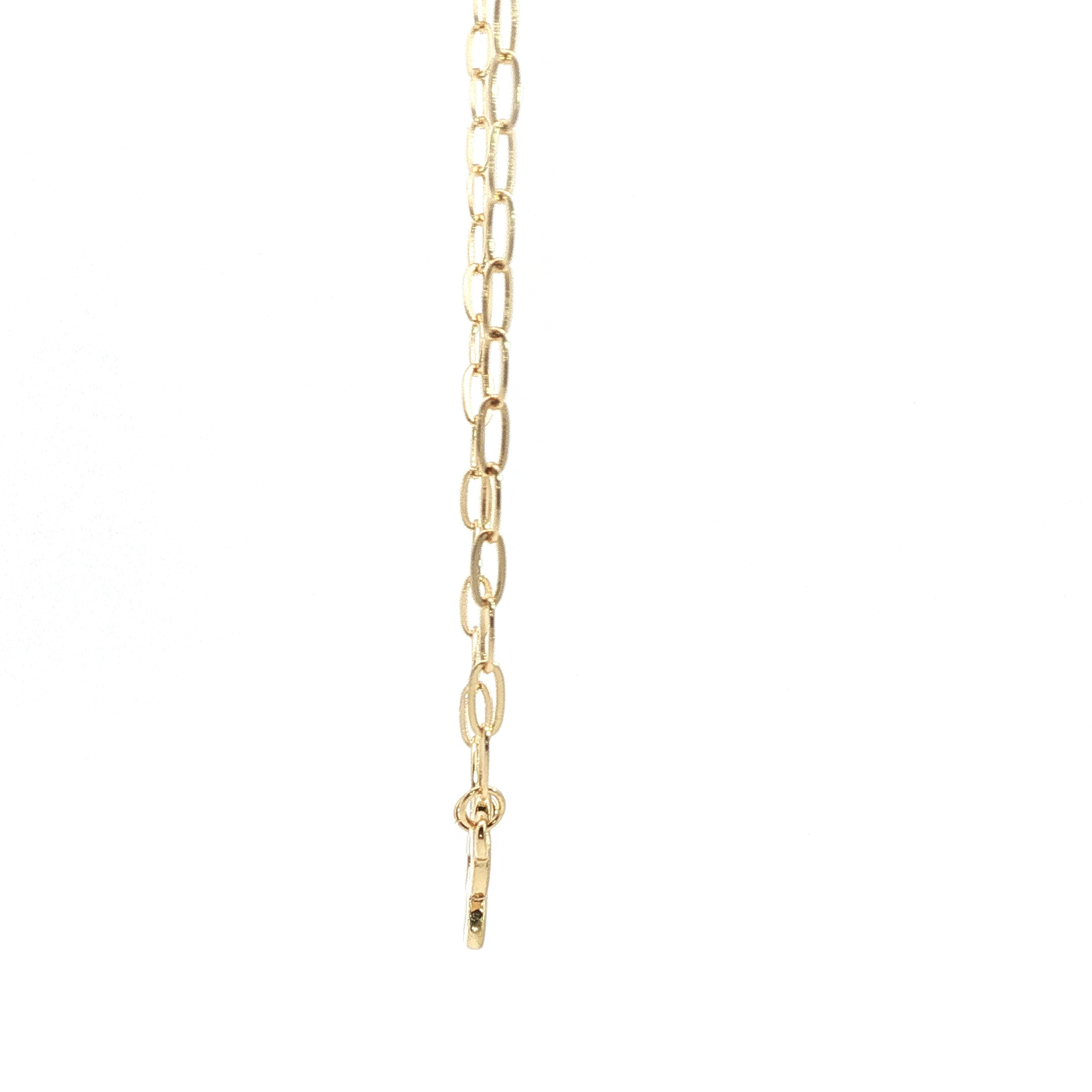 Yellow Gold Paw Print Charm Necklace on Paperclip Chain