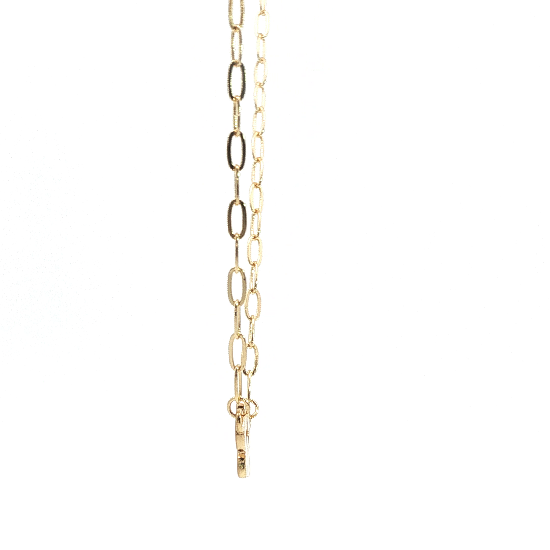Yellow Gold Paw Print Charm Necklace on Paperclip Chain
