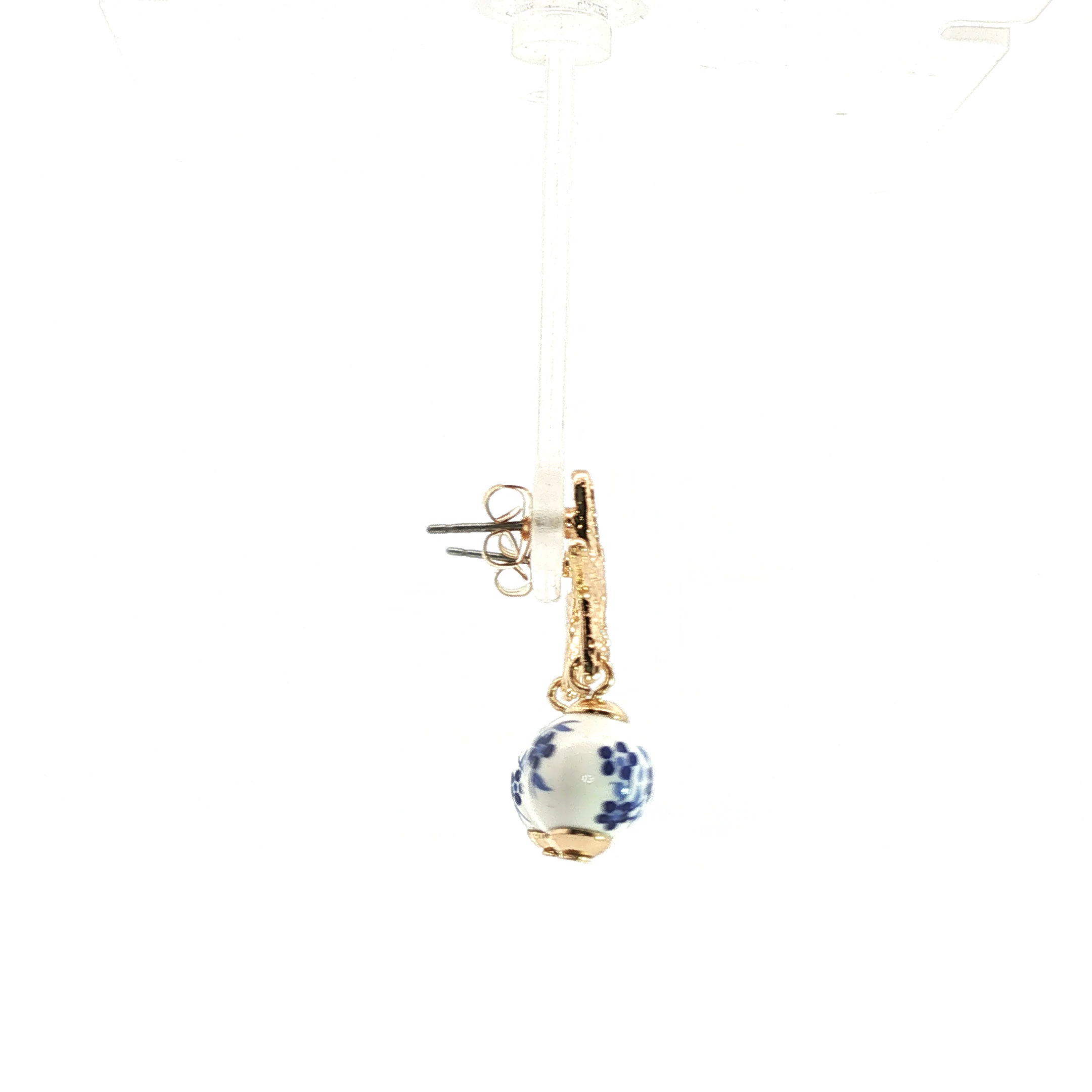 Yellow Gold Starfish Drop Earrings with Floral Crystal Beads