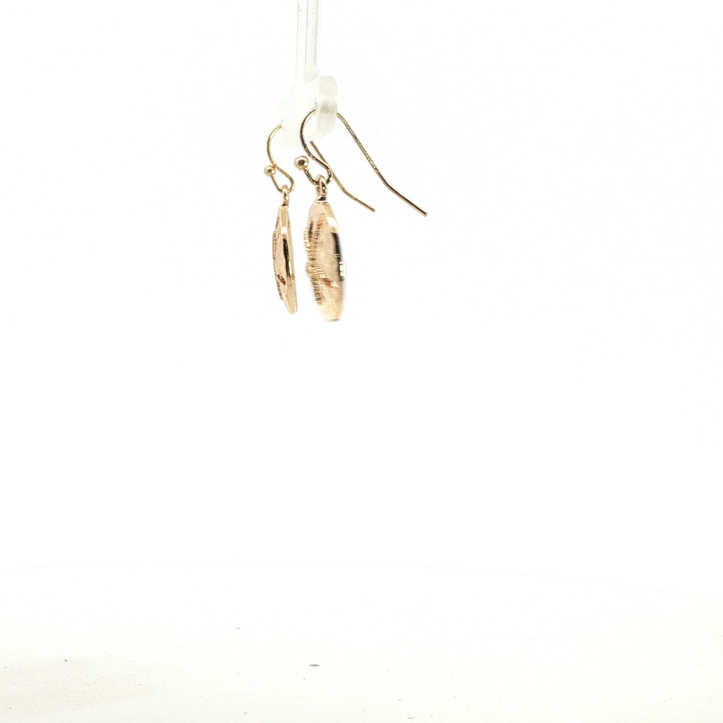 Hammered Starfish Disc Drop Earrings in Yellow Gold