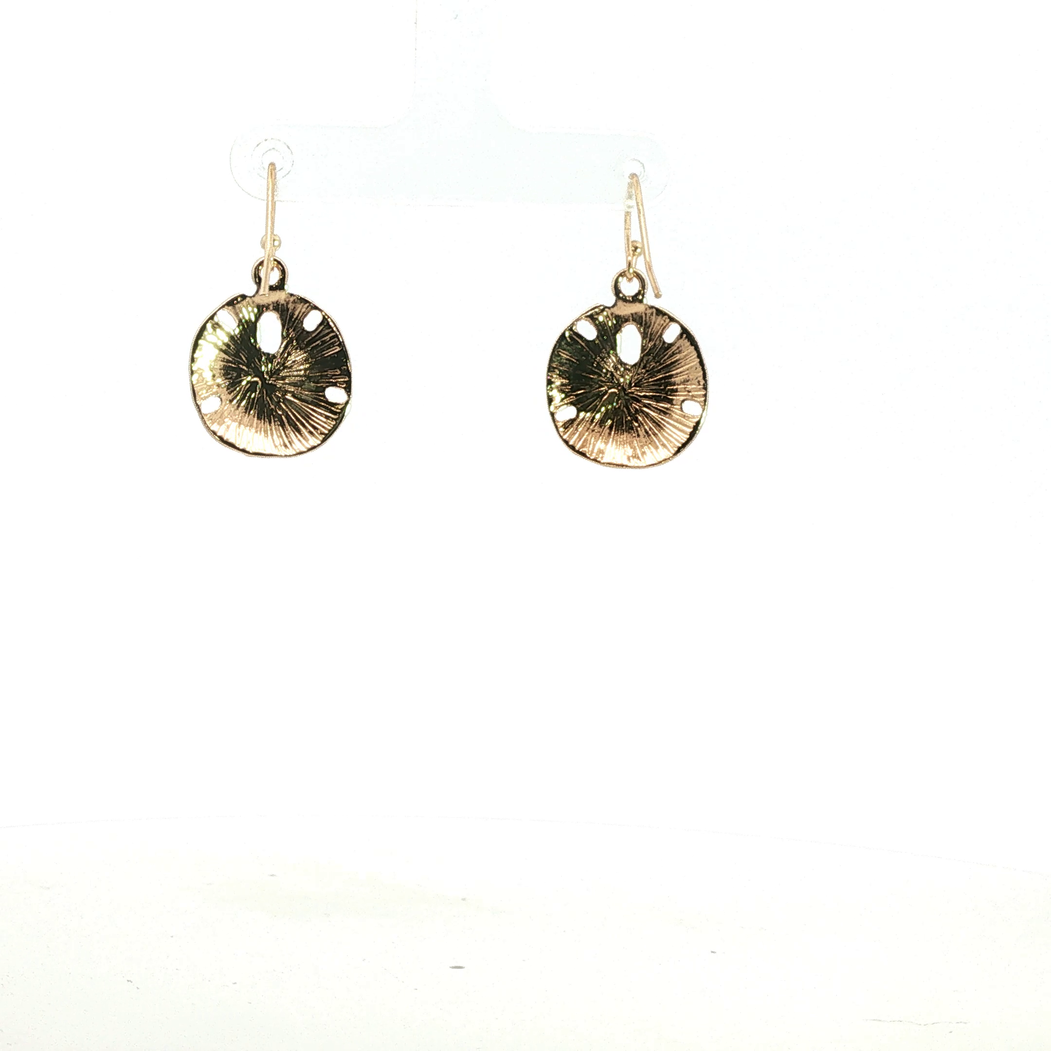Hammered Starfish Disc Drop Earrings in Yellow Gold