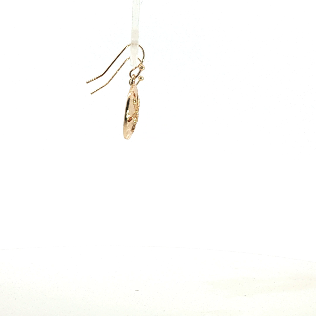 Hammered Starfish Disc Drop Earrings in Yellow Gold