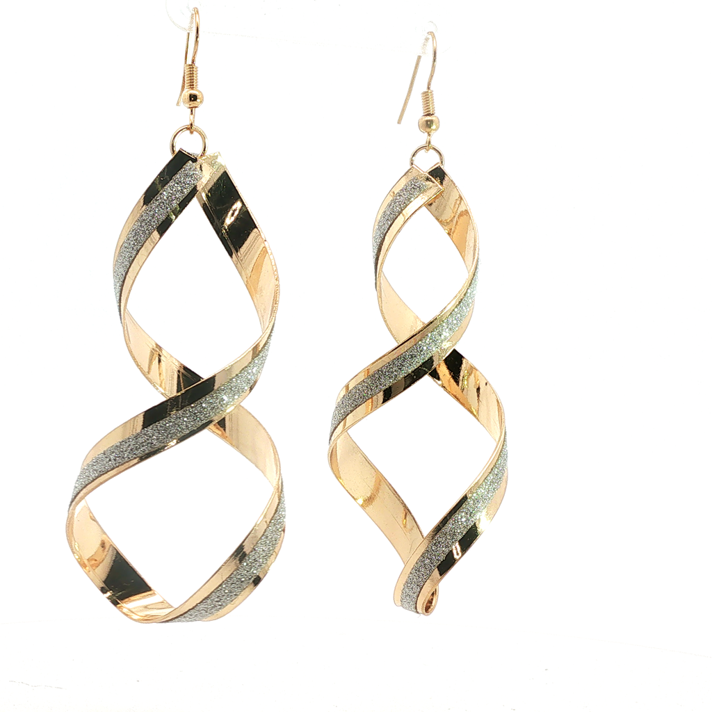 Yellow Gold Spiral Dangle Earrings with Textured Finish