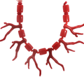 Red Coral Branch and Bead Necklace