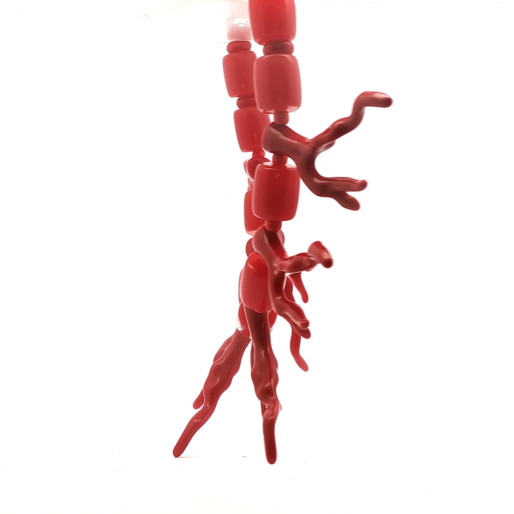 Red Coral Branch and Bead Necklace