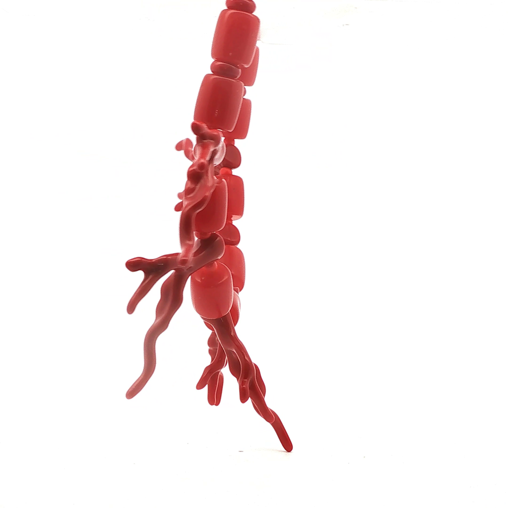 Red Coral Branch and Bead Necklace