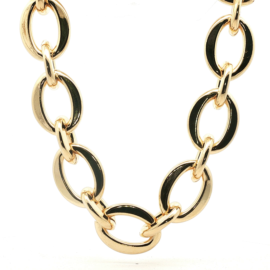 Yellow Gold Oval Link Chain Necklace