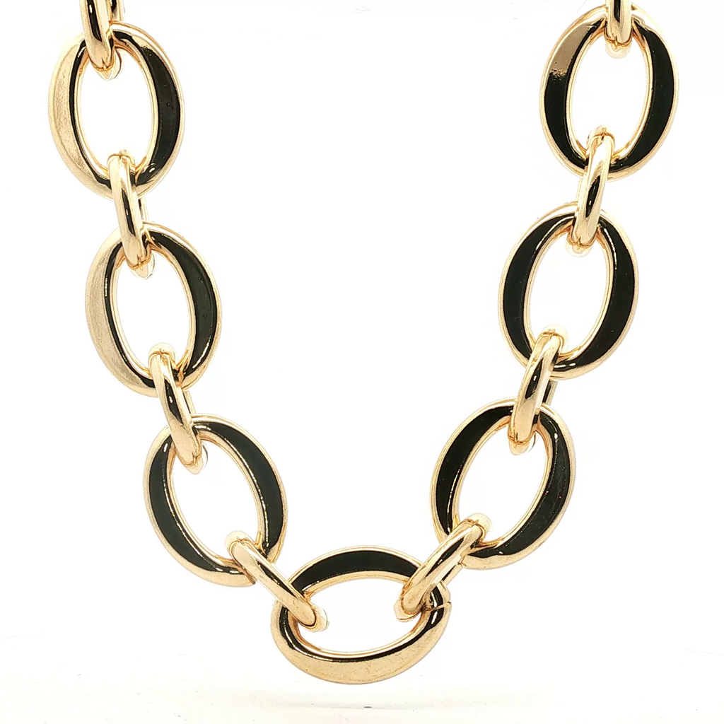 Yellow Gold Oval Link Chain Necklace