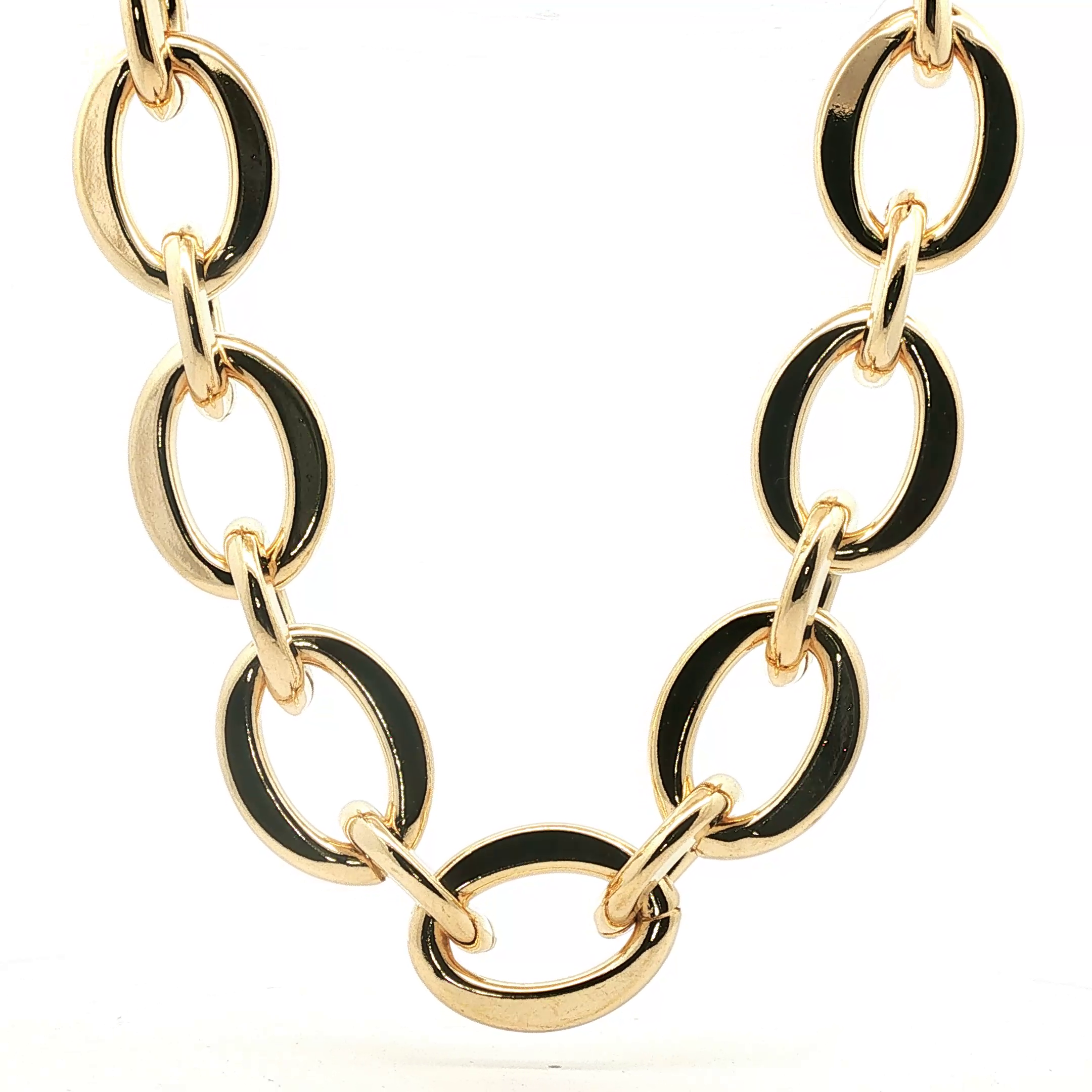 Yellow Gold Oval Link Chain Necklace