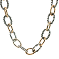 Two-Tone Cable Link Chain Necklace in Silver