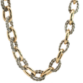 Two-Tone Rope and Smooth Oval Link Chain Necklace