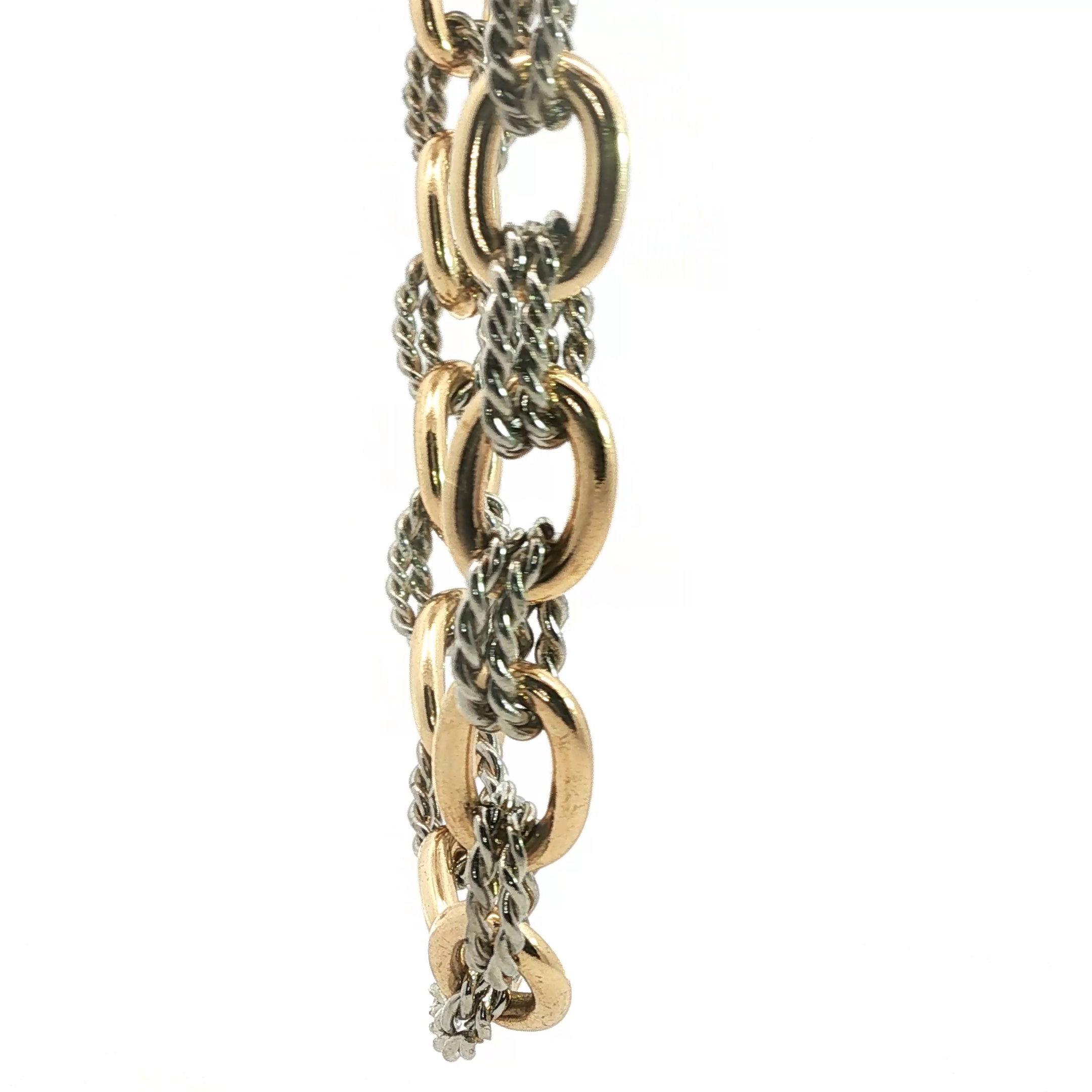 Two-Tone Rope and Smooth Oval Link Chain Necklace