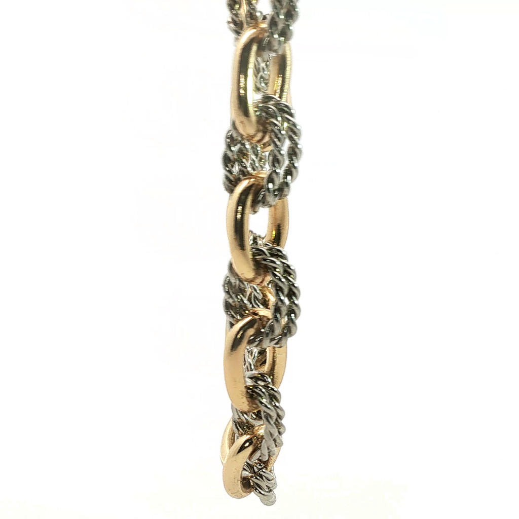 Two-Tone Rope and Smooth Oval Link Chain Necklace