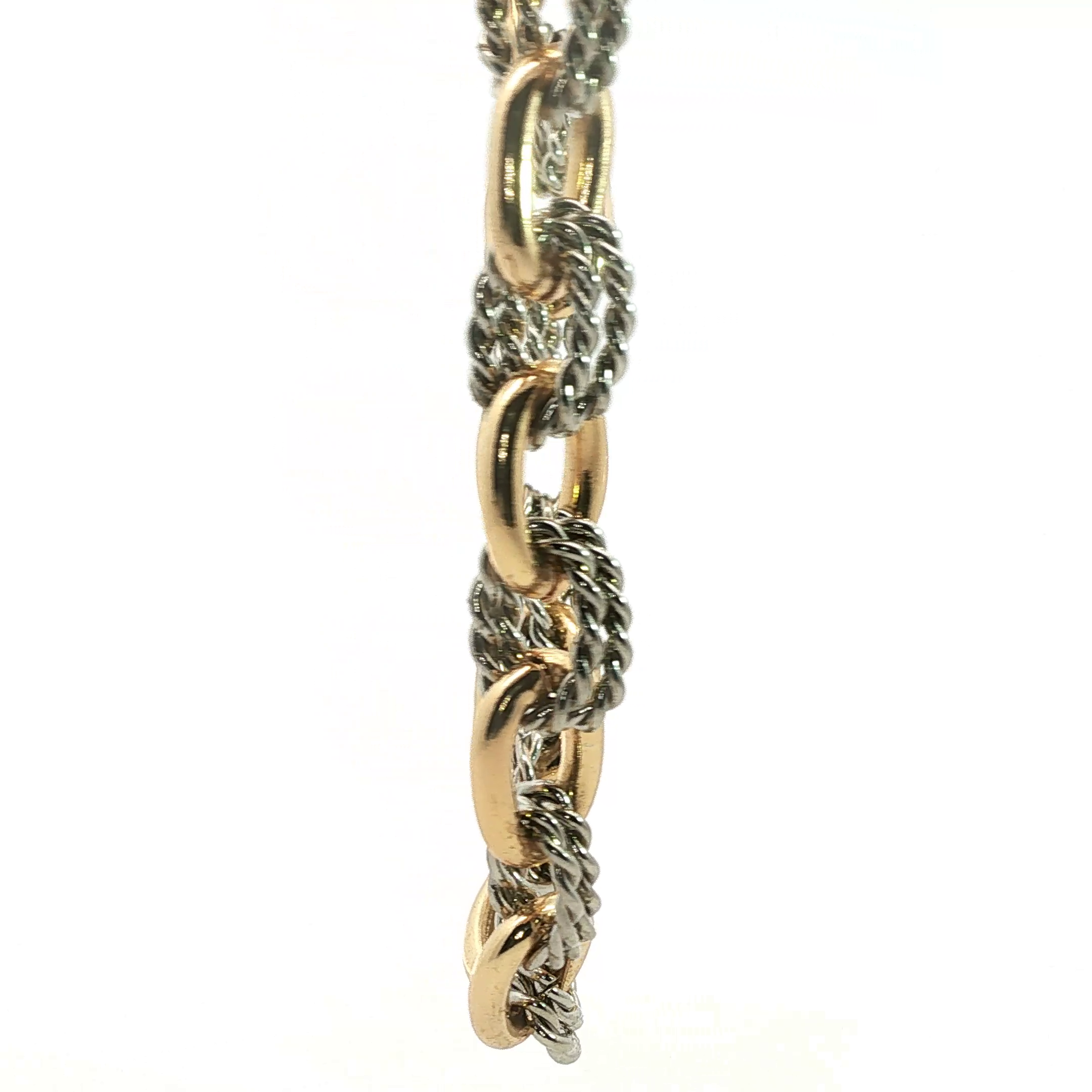 Two-Tone Rope and Smooth Oval Link Chain Necklace