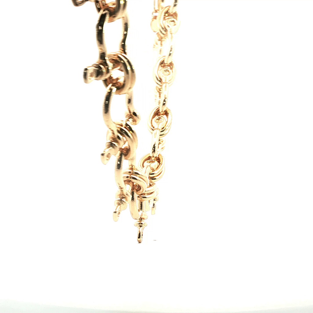 Yellow Gold Nautical Shackle Link Chain Necklace
