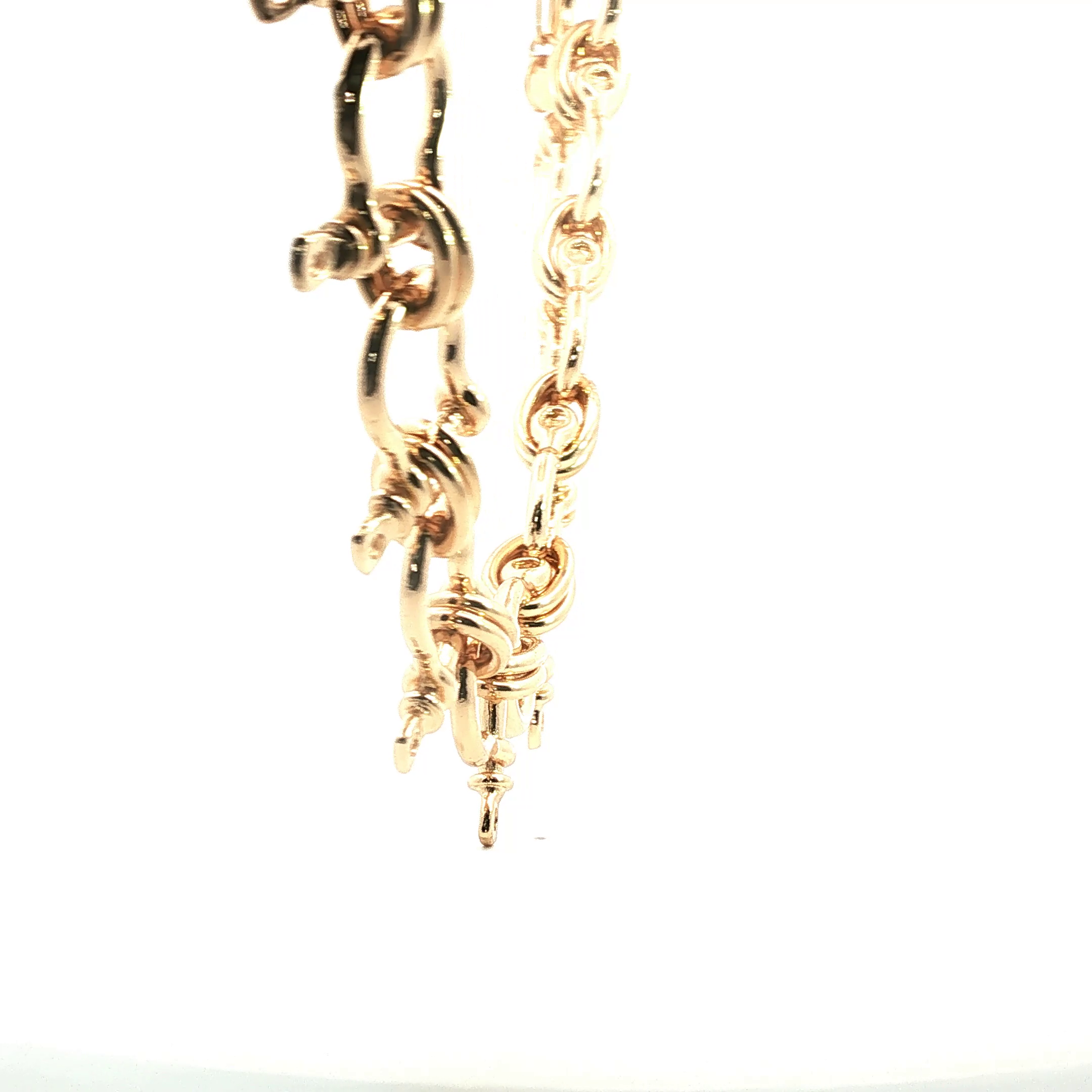 Yellow Gold Nautical Shackle Link Chain Necklace