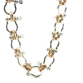 Two-Tone Shackle Link Chain Necklace in White Gold