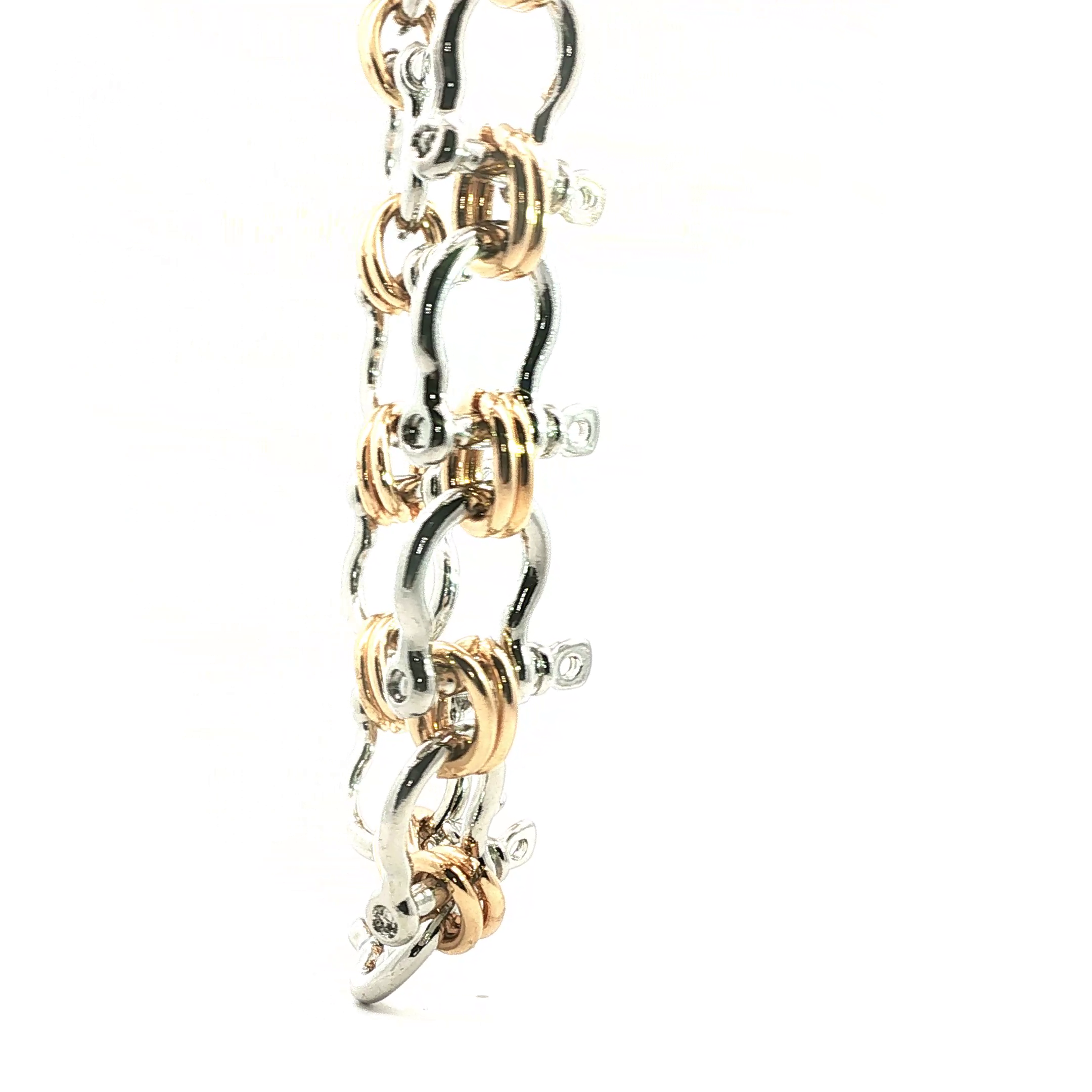 Two-Tone Shackle Link Chain Necklace in White Gold