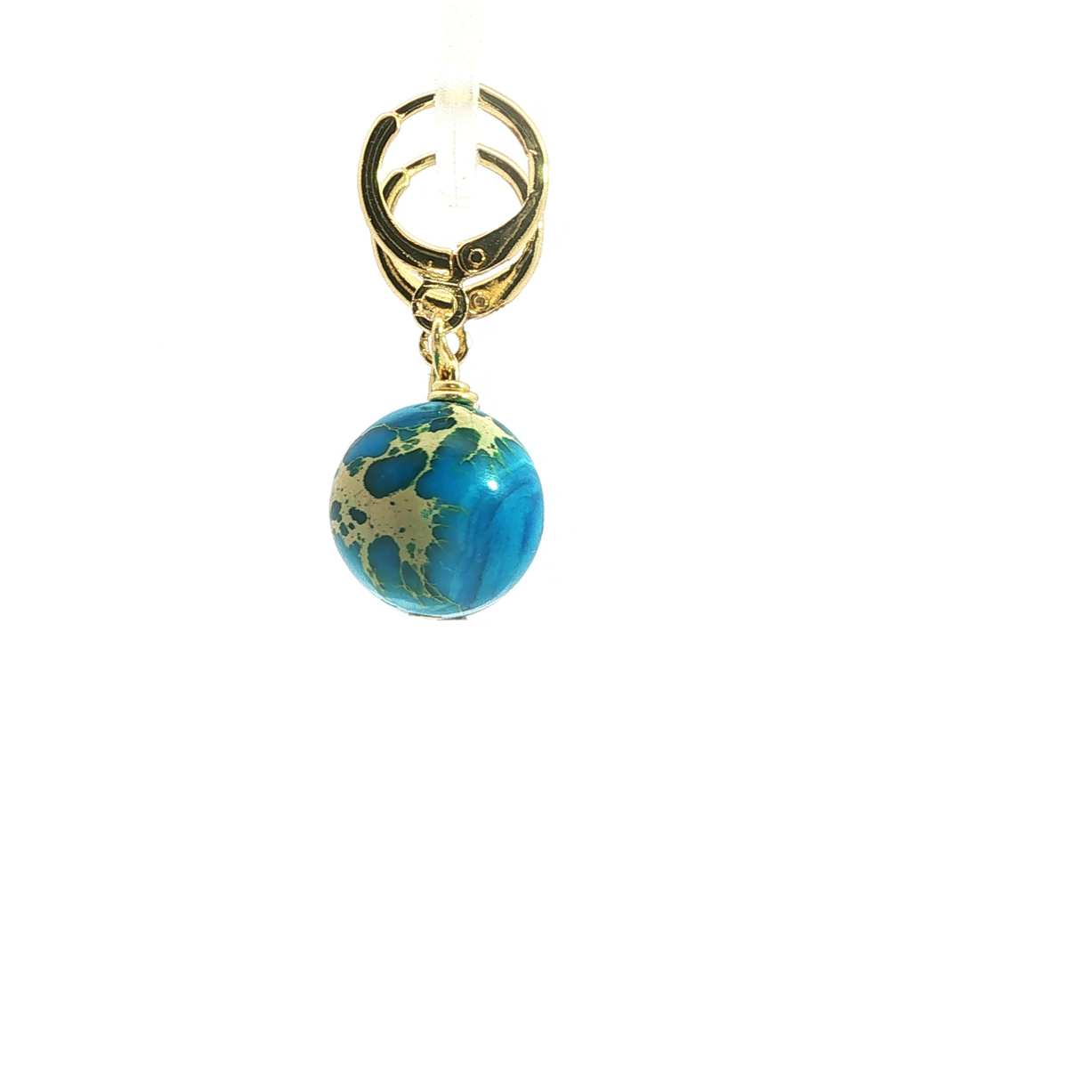 Turquoise Sphere Drop Earrings, 18kt Gold Plated