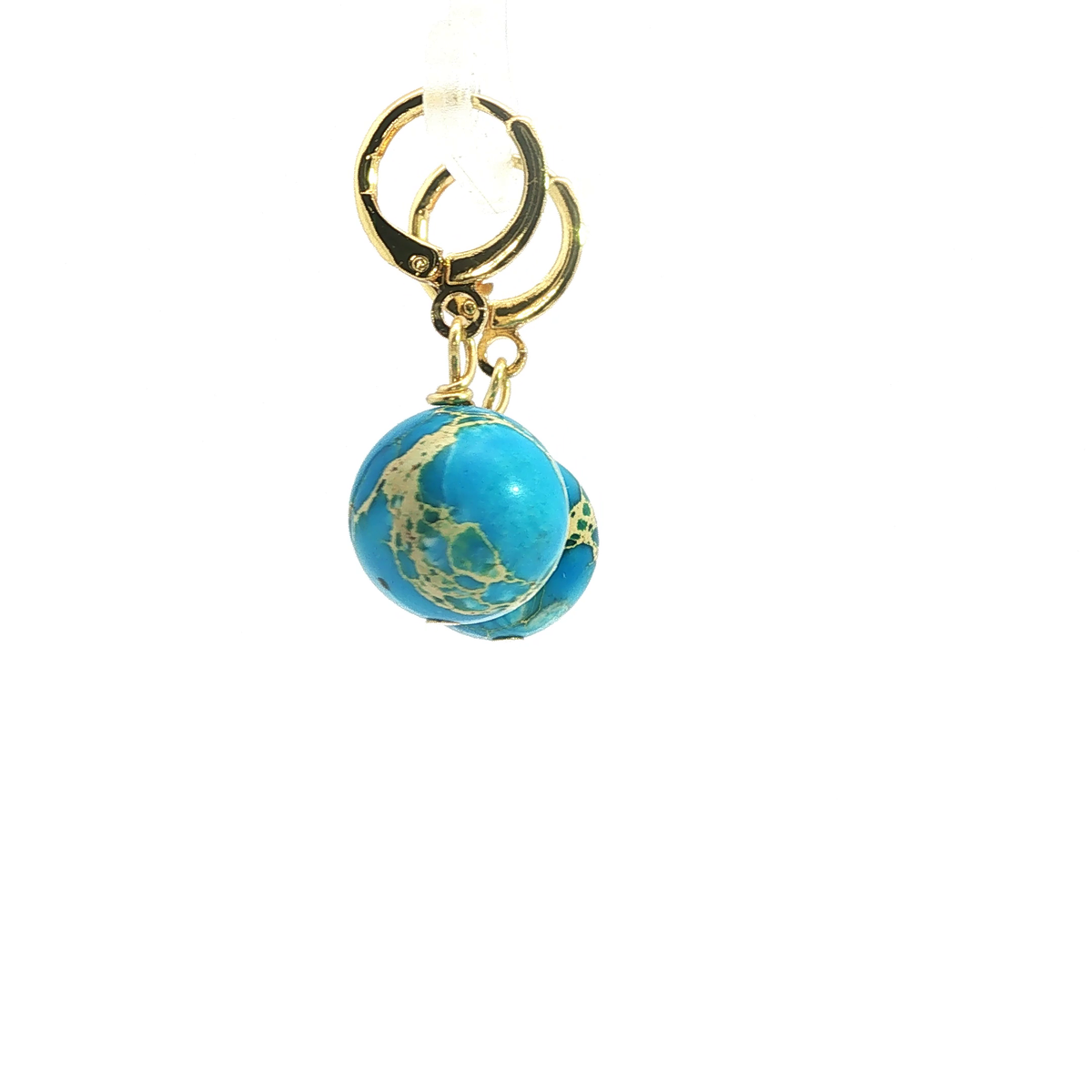 Turquoise Sphere Drop Earrings, 18kt Gold Plated