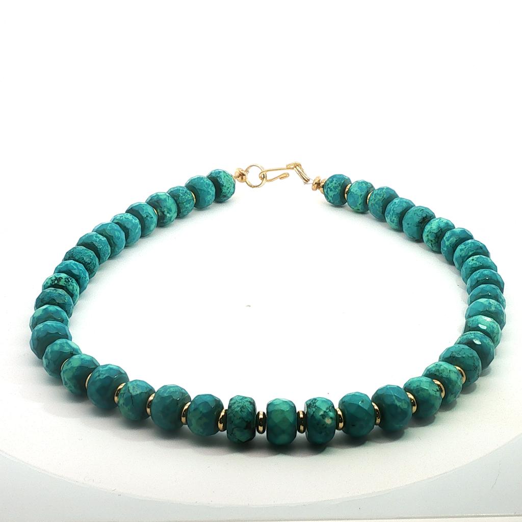 18"Turquoise Necklace with 18kt Gold-Filled Discs