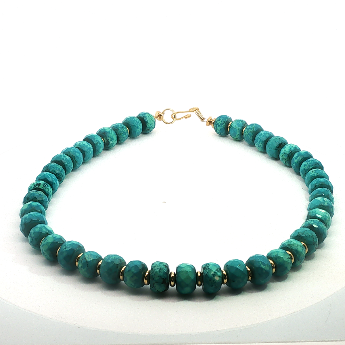 18"Turquoise Necklace with 18kt Gold-Filled Discs